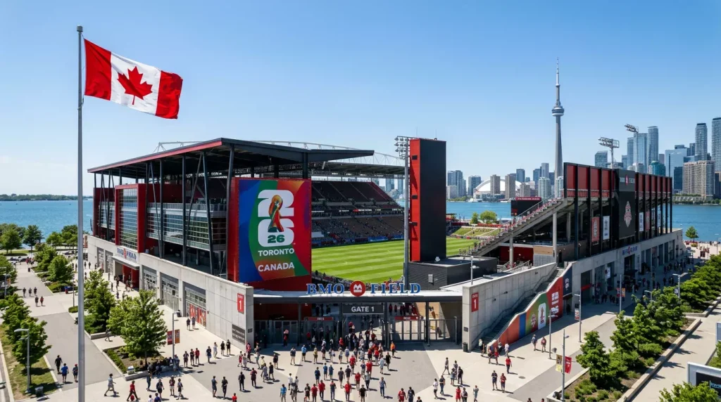 BMO Field stadium in Toronto prepared for World Cup 2026 matches with expanded capacity and tournament infrastructure