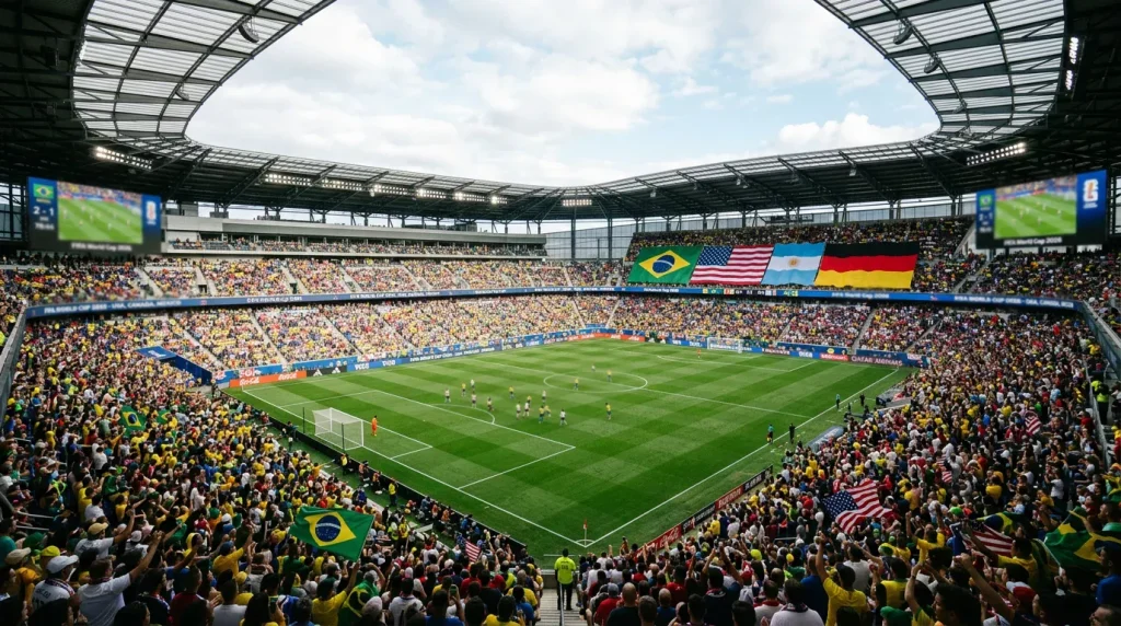World Cup 2026 Group C featuring Brazil, Morocco, Haiti, and Scotland competing across North American venues