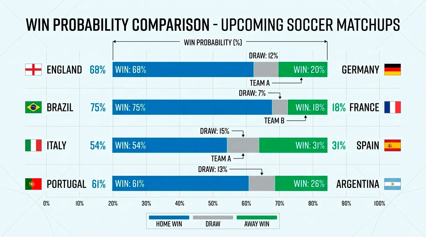 Statistics chart comparing team form and win probabilities for World Cup 2026 matches